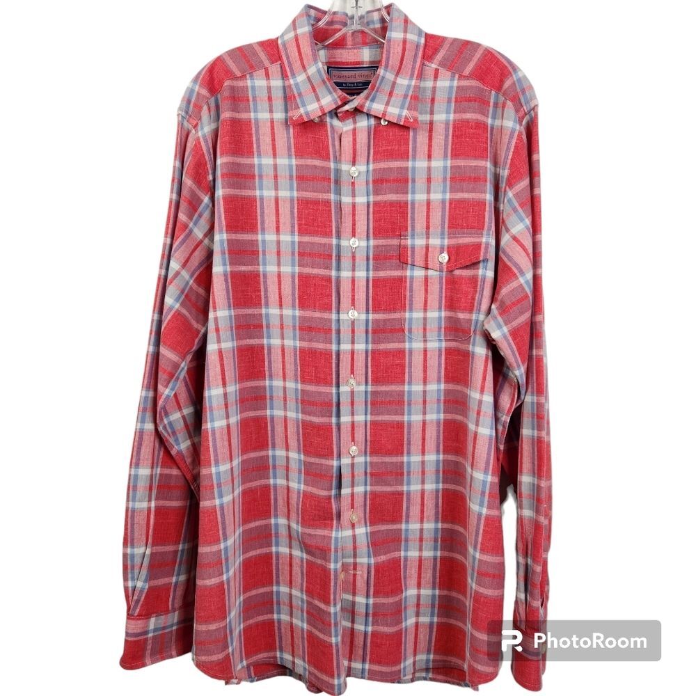 Vineyard Vines Mens Long Sleeve Plaid Print Crosby Shirt Size L